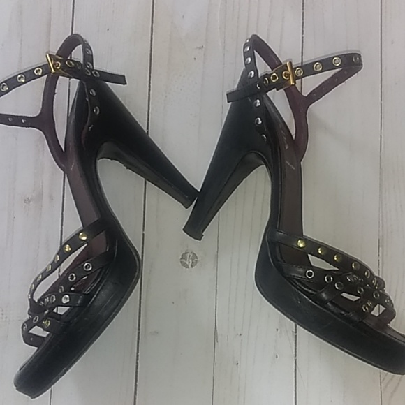 Prada black strappy rivet platform heels - Picture 7 of 8